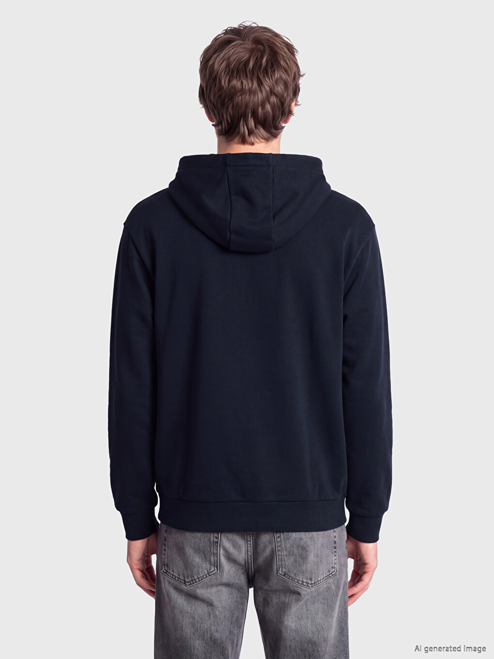Lacivert Kapüşonlu Erkek Fermuarlı Sweatshirt-3