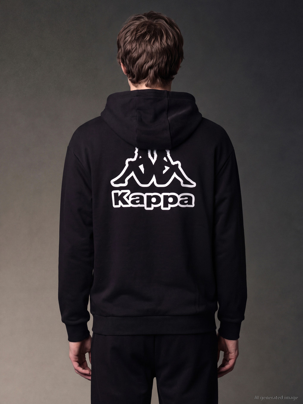 Siyah Nakışlı Erkek Hoodie-5