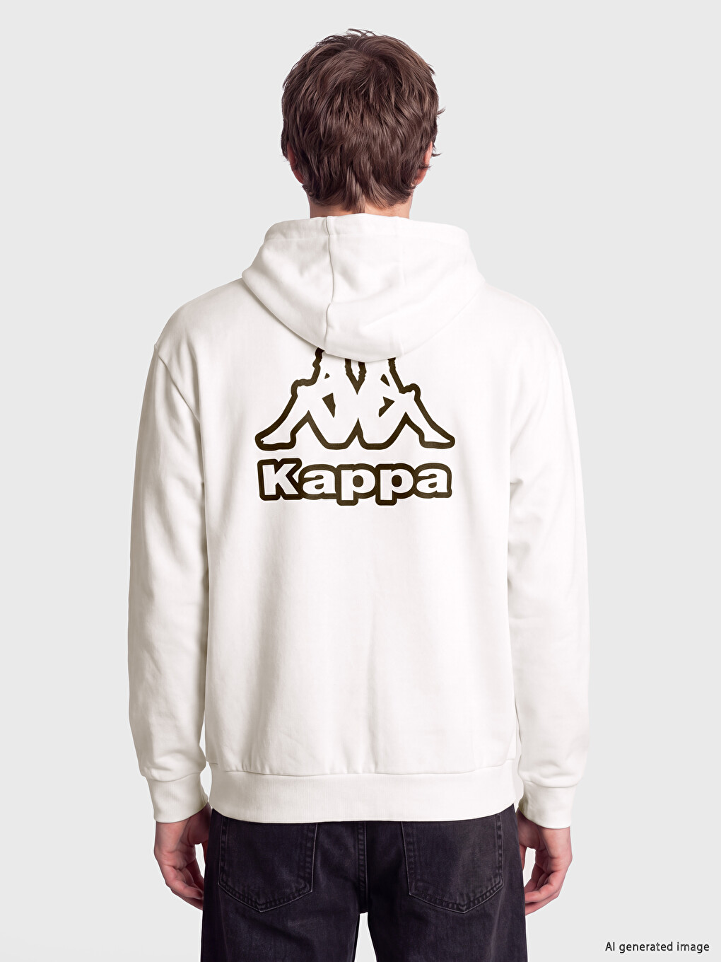 Ekru Nakışlı Erkek Hoodie-3