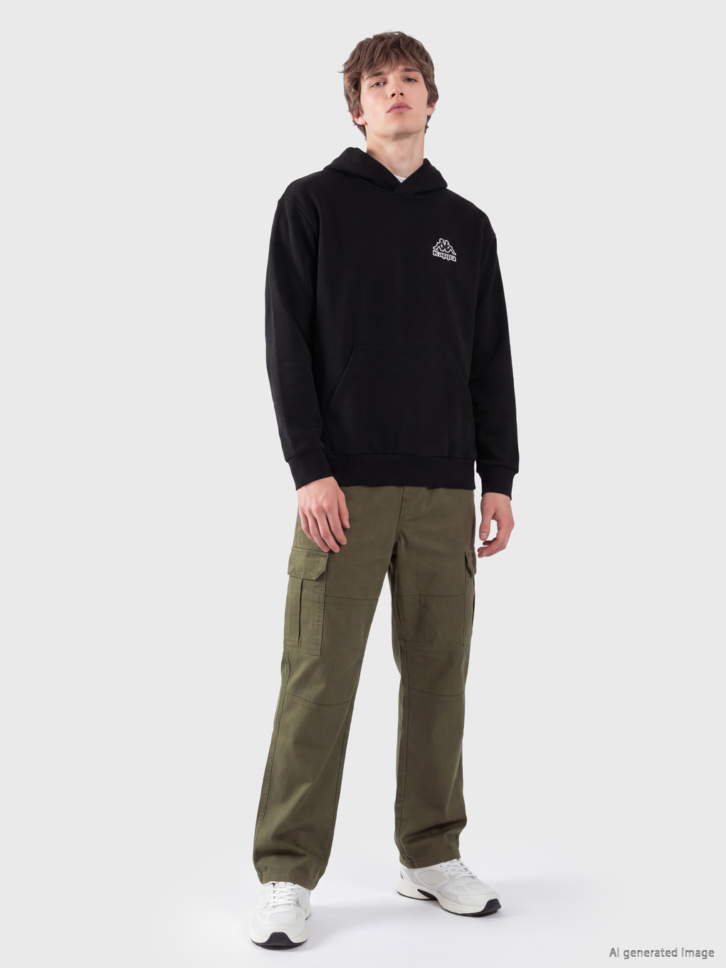 Siyah Nakışlı Erkek Hoodie-2