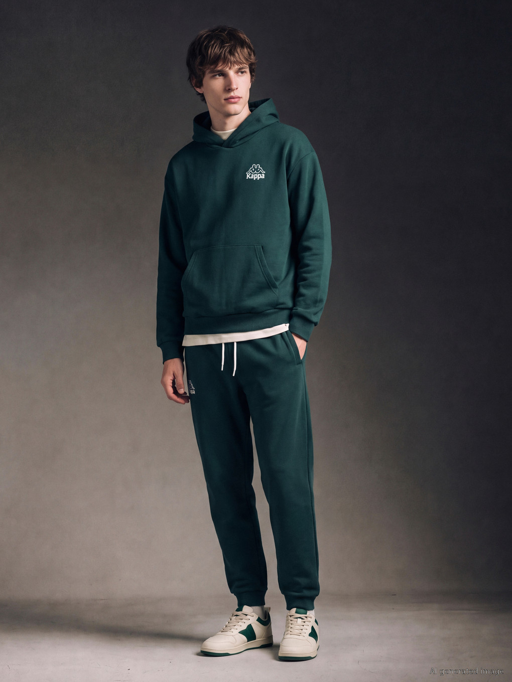 Yeşil Nakışlı Erkek Hoodie-2