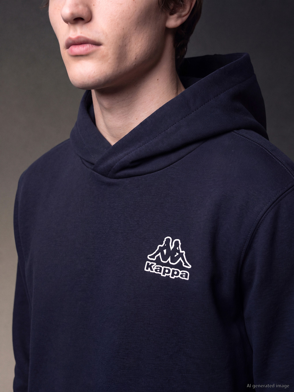 Lacivert Nakışlı Erkek Hoodie-4