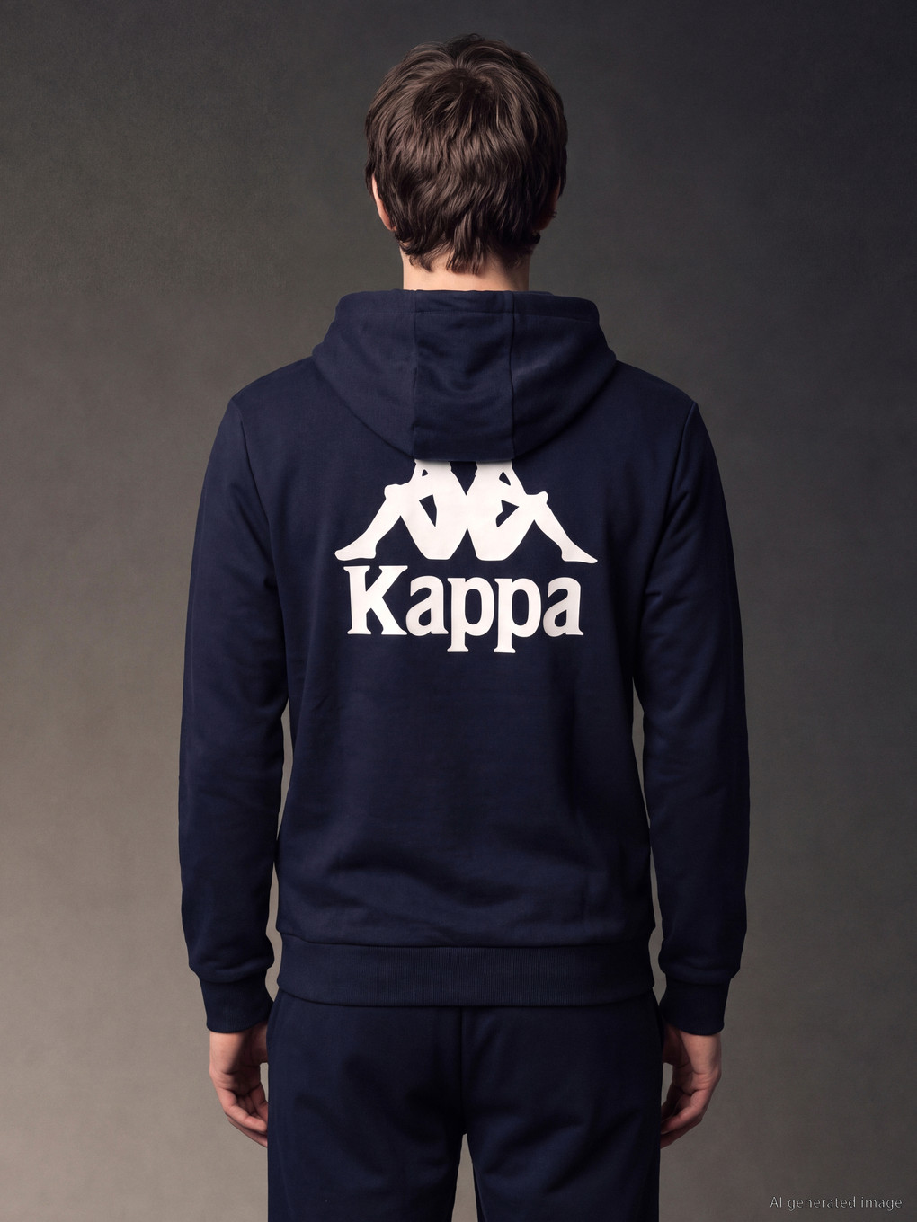 Lacivert Nakışlı Erkek Hoodie-5