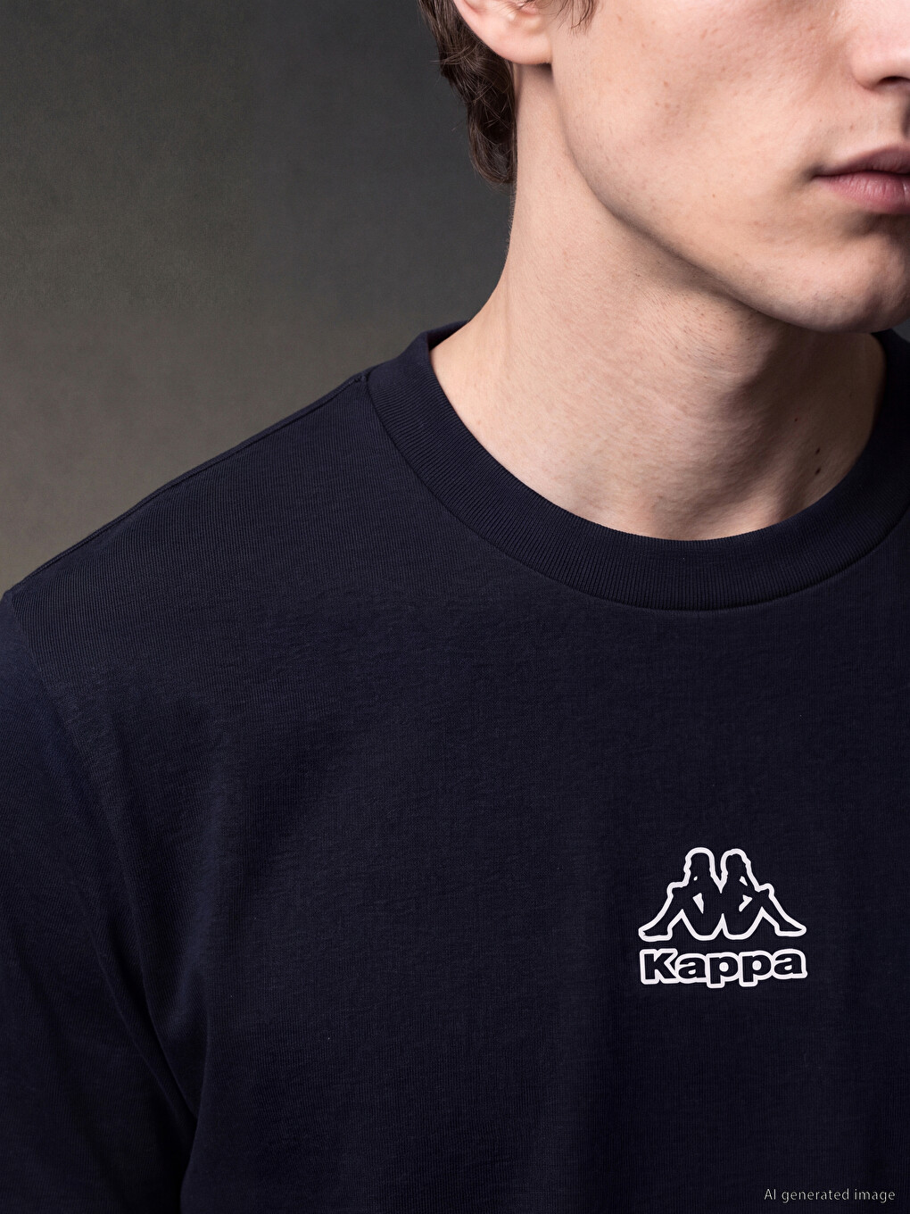 Lacivert Bisiklet Yaka Nakışlı Erkek Sweatshirt-2
