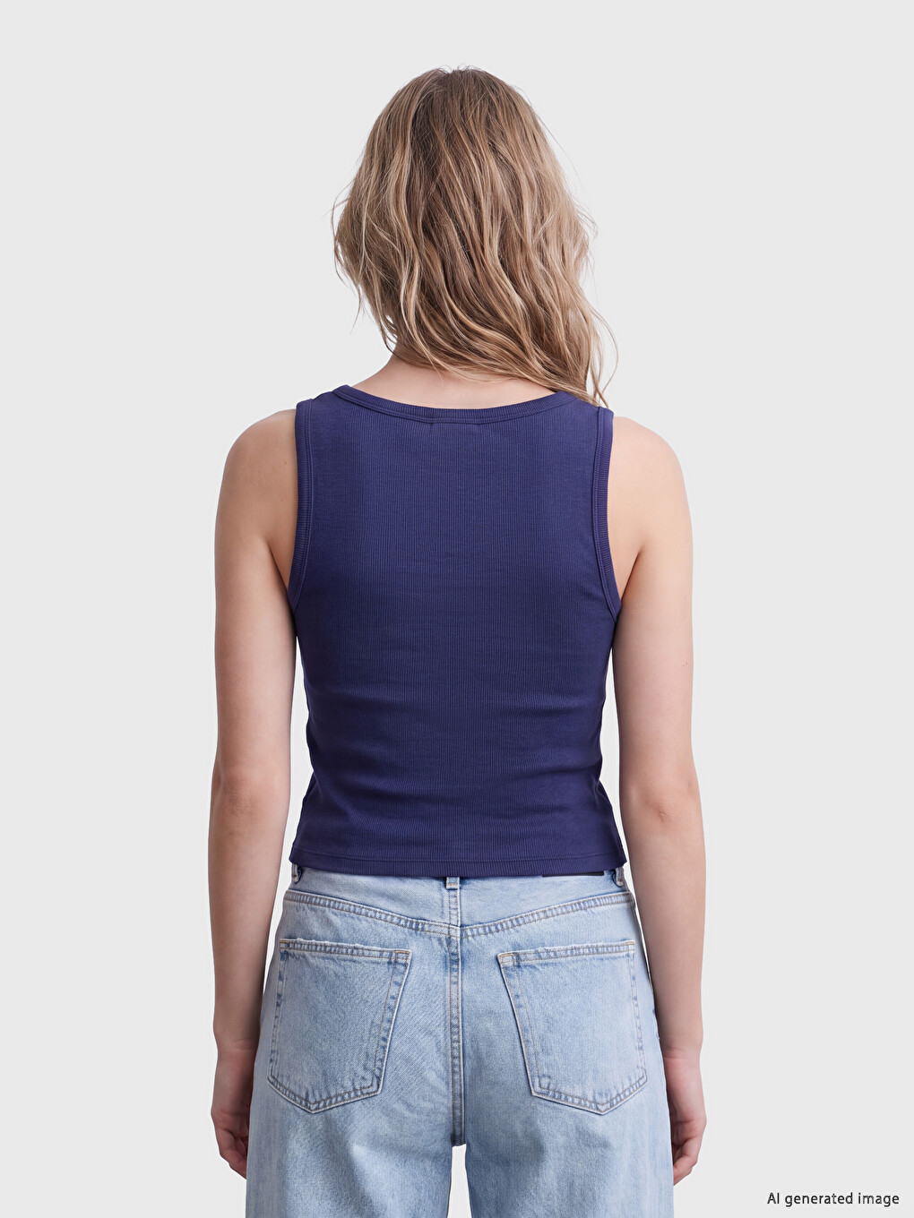 U Neck Women's Ribbed Tank Top-3