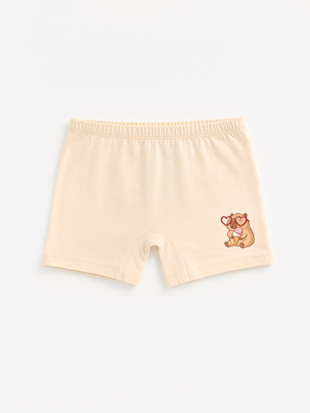 Ekru Baskılı Kız Çocuk Boxer 3'lü-4