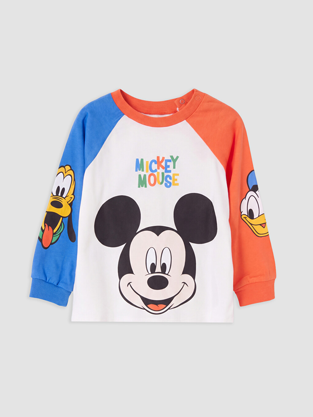 Ekru Mickey Mouse Baskılı Erkek Bebek Takım-1