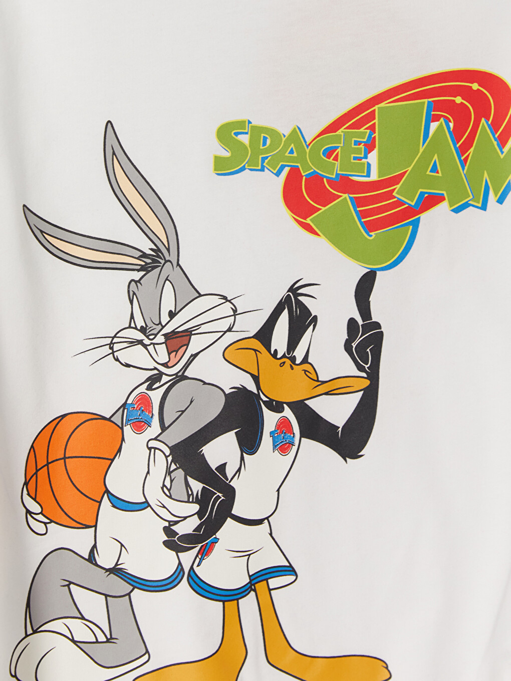 Beyaz Space Jam Baskılı Erkek Çocuk Tişört-2