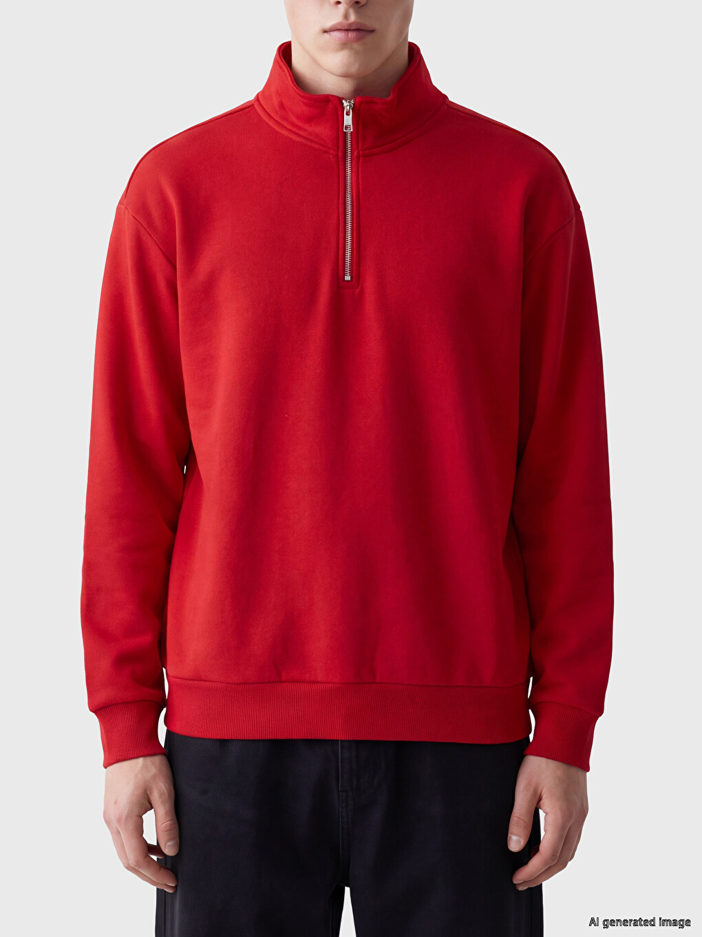 Half Zippered Mock Neck Men's Sweatshirt-2