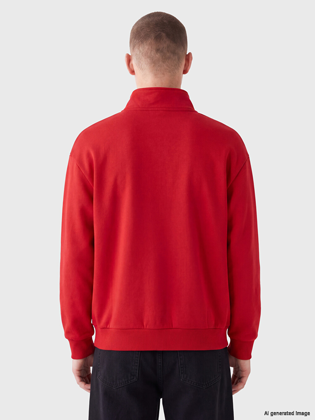 Half Zippered Mock Neck Men's Sweatshirt-3