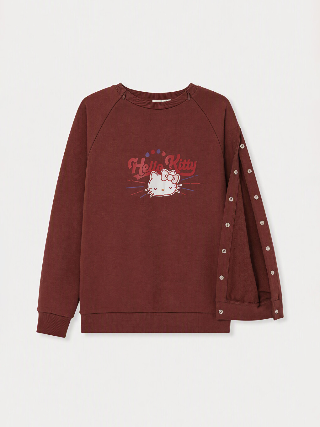 Kahverengi Kolay Giyilebilir Hello Kitty Baskılı Kız Çocuk Sweatshirt-4