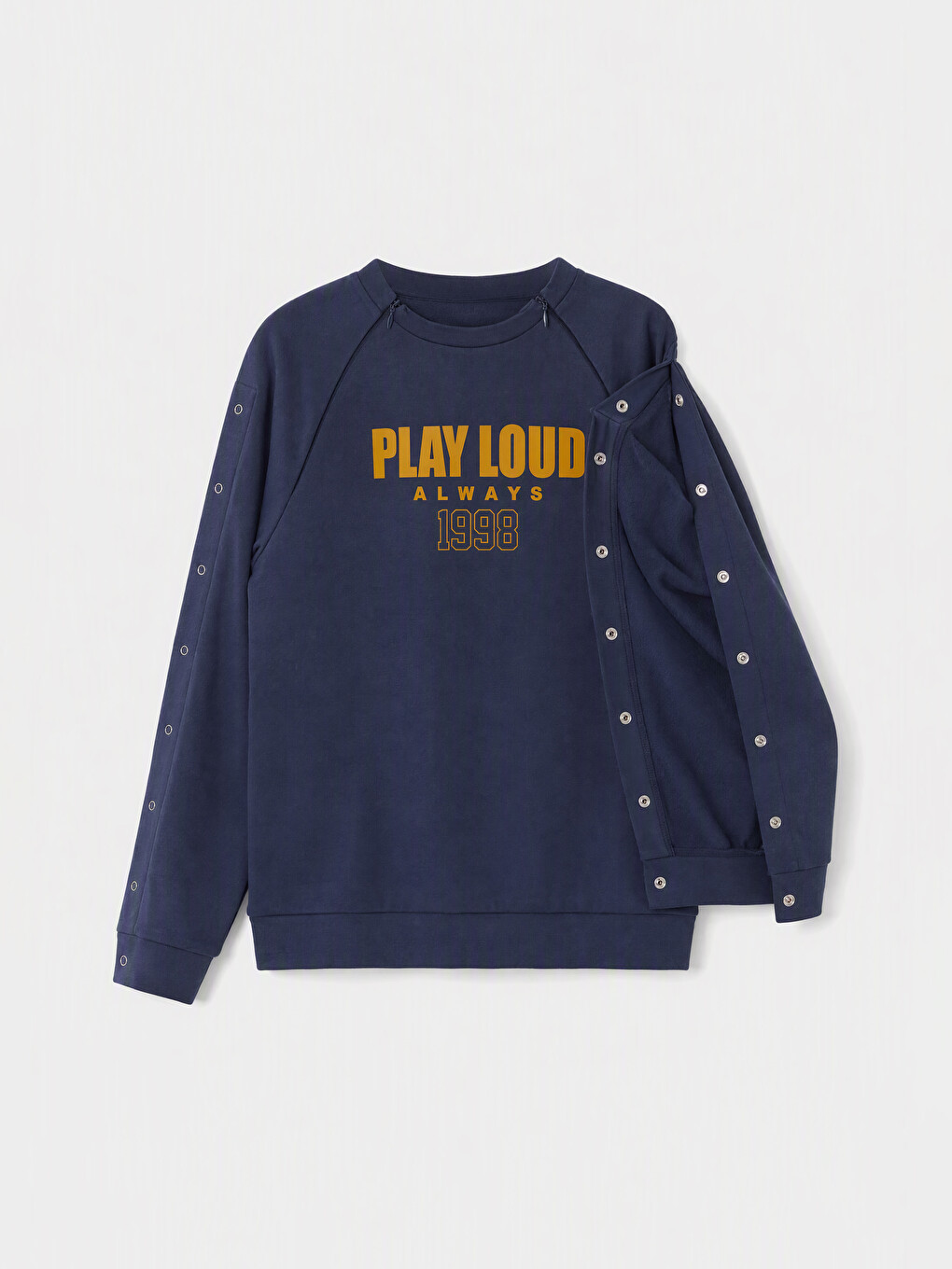 Lacivert Baskılı Kolay Giyilebilir Kız Çocuk Sweatshirt-1