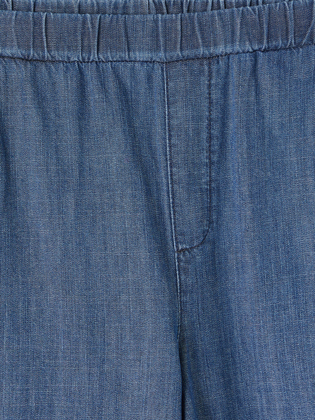 İndigo Beli Lastikli Wideleg Kadın Jean Pantolon-5