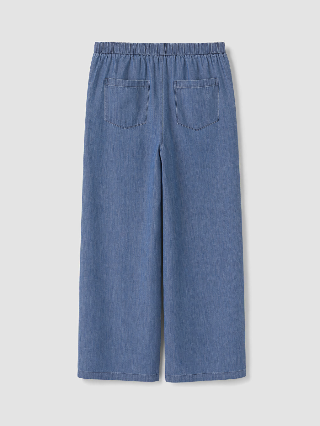 İndigo Beli Lastikli Wideleg Kadın Jean Pantolon-6