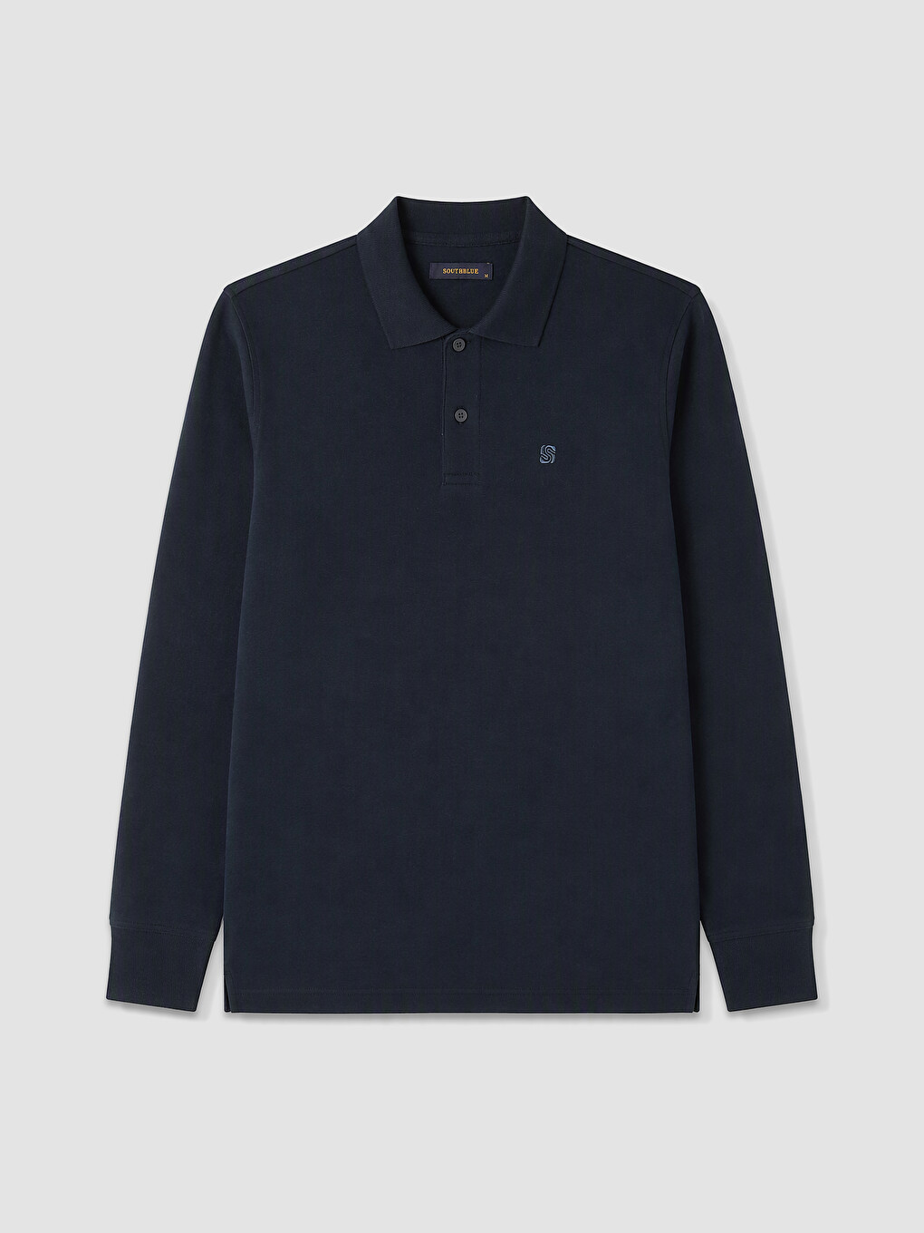Lacivert Polo Yaka Nakışlı Erkek Sweatshirt