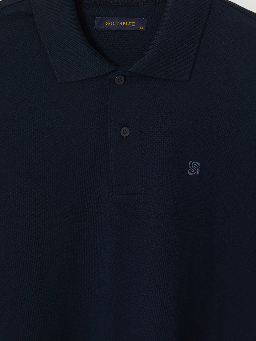 Lacivert Polo Yaka Nakışlı Erkek Sweatshirt-2