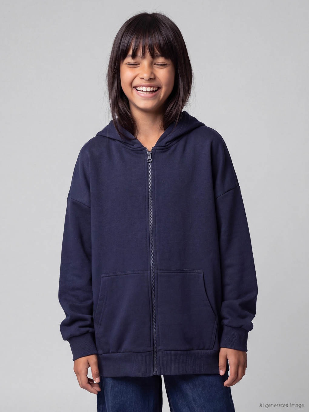 Rhinestone Embellished Hooded Zip-up Girls' Sweatshirt-1