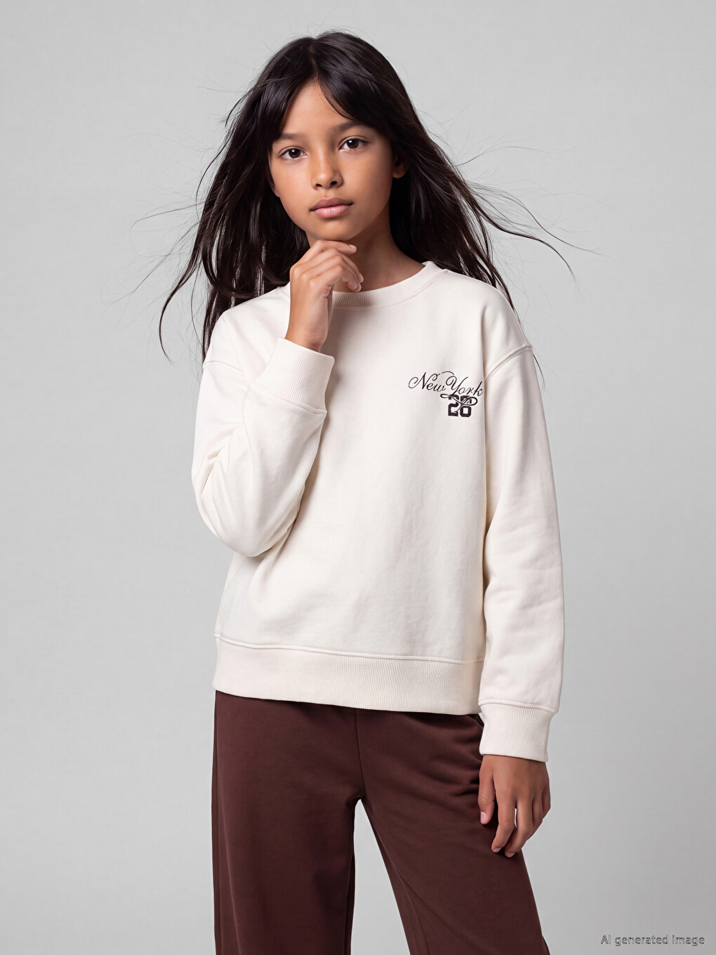 Girl Ecru Sweatshirt-1