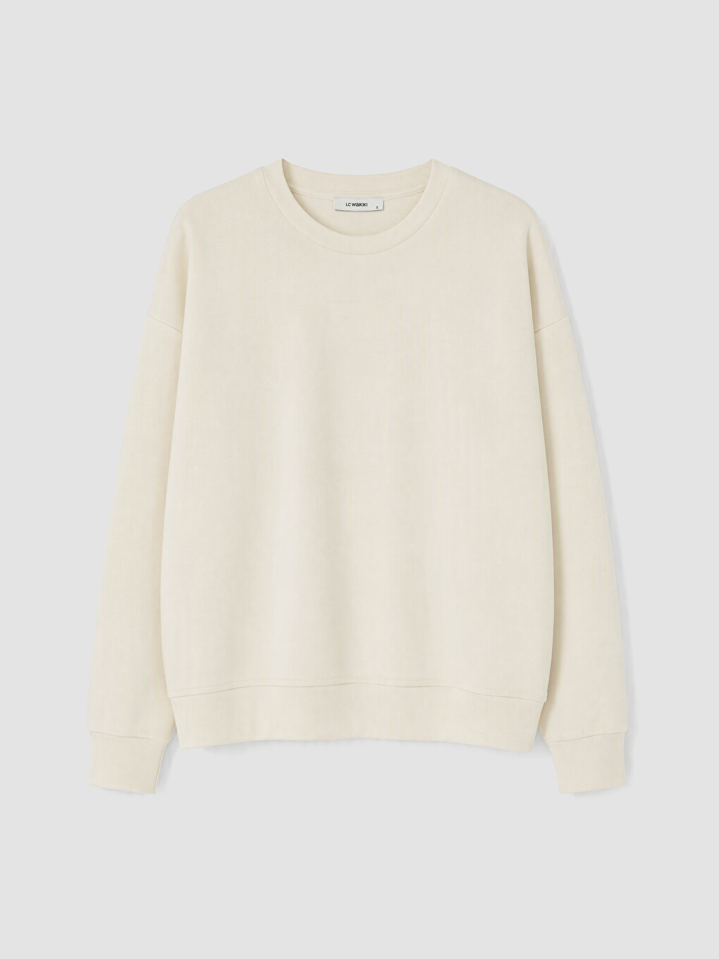 Bej Oversize Soft Touch Kadın Sweatshirt-4