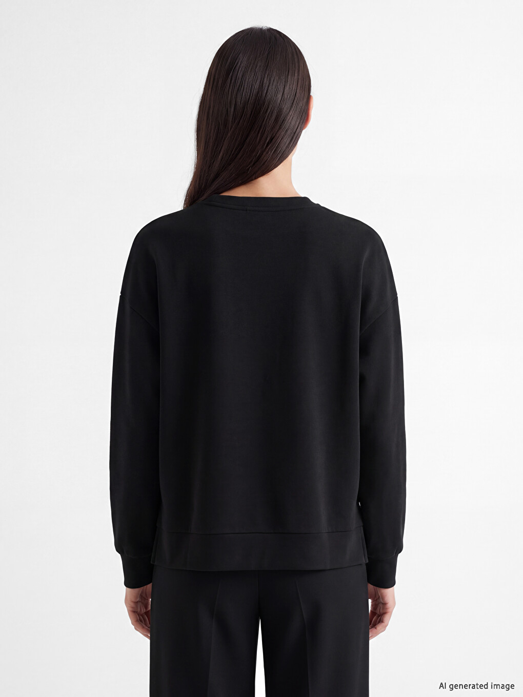 Siyah Oversize Soft Touch Kadın Sweatshirt-3