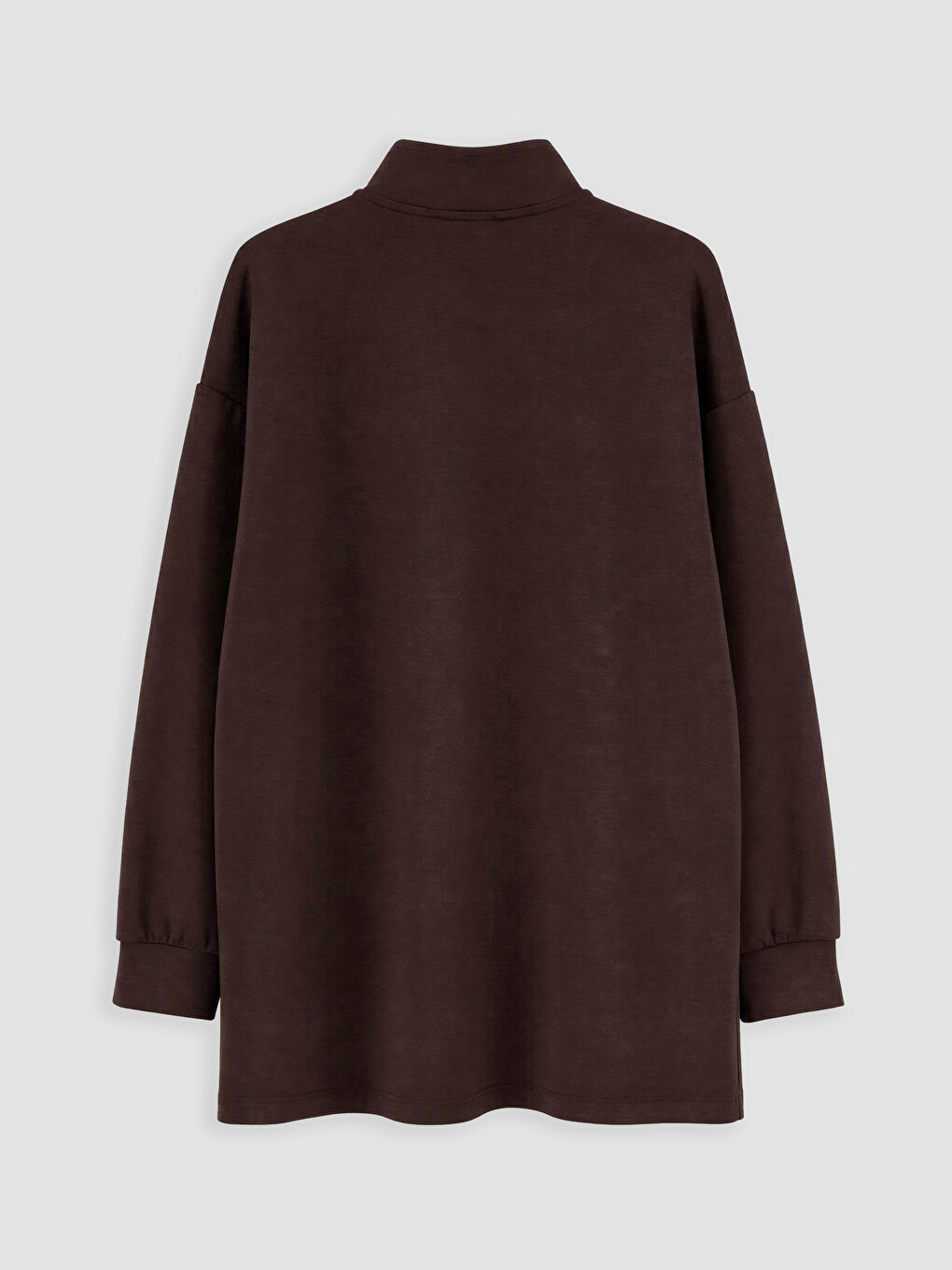 Kahverengi Oversize Soft Touch Kadın Sweatshirt Tunik-2