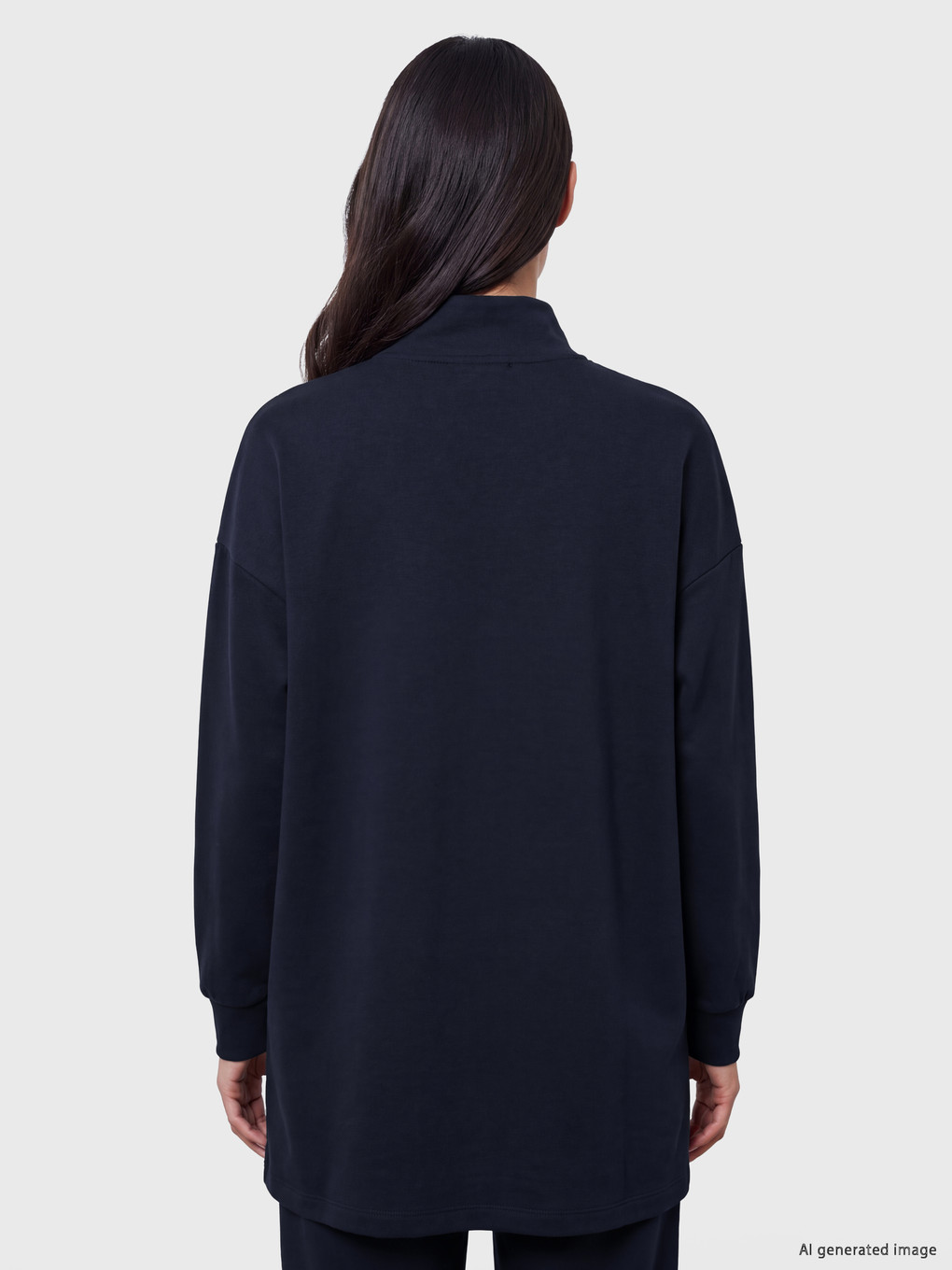 Lacivert Oversize Soft Touch Kadın Sweatshirt Tunik-3