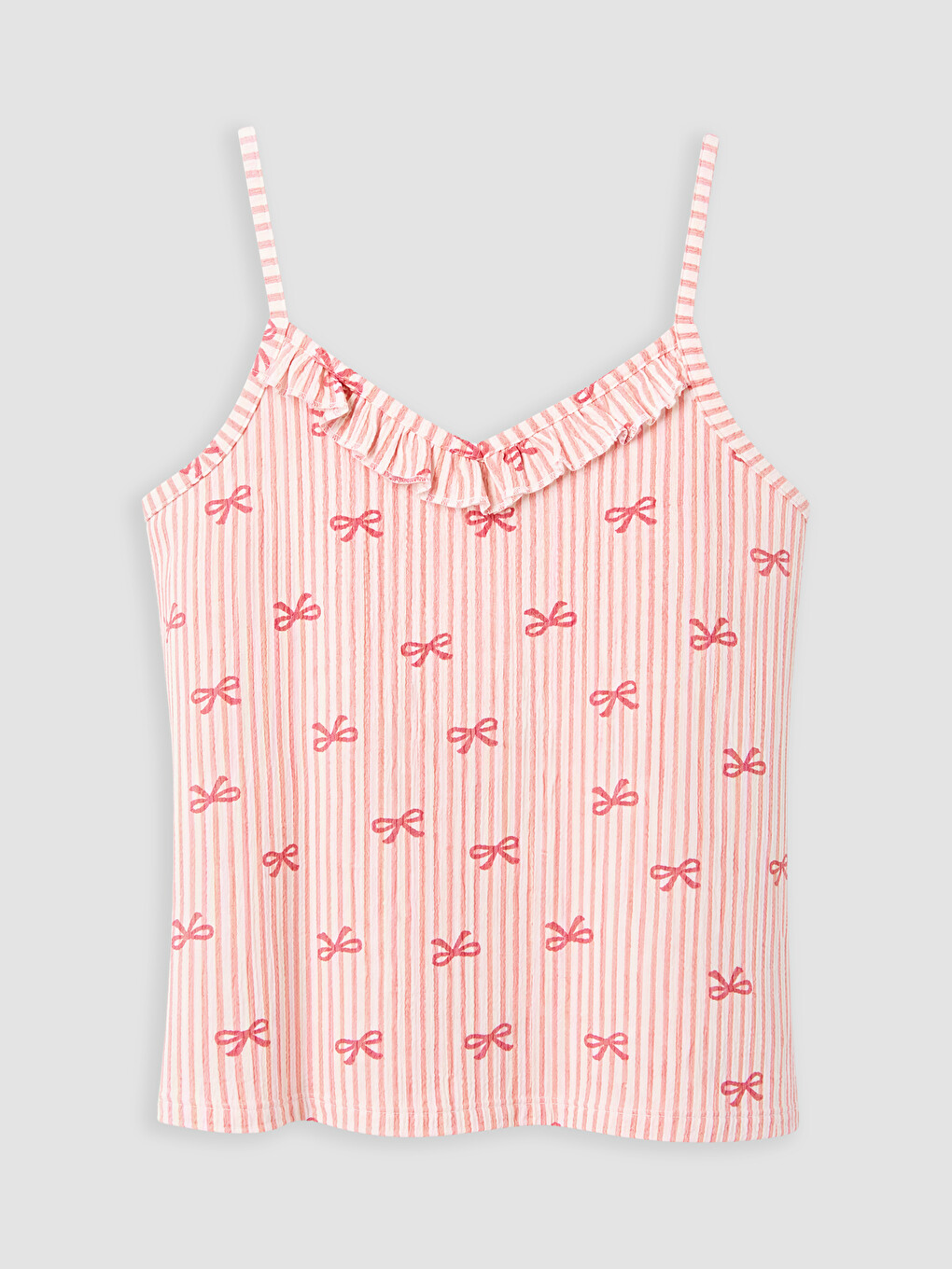 Bow Patterned Strappy Women's Shortie Pyjamas Set-5