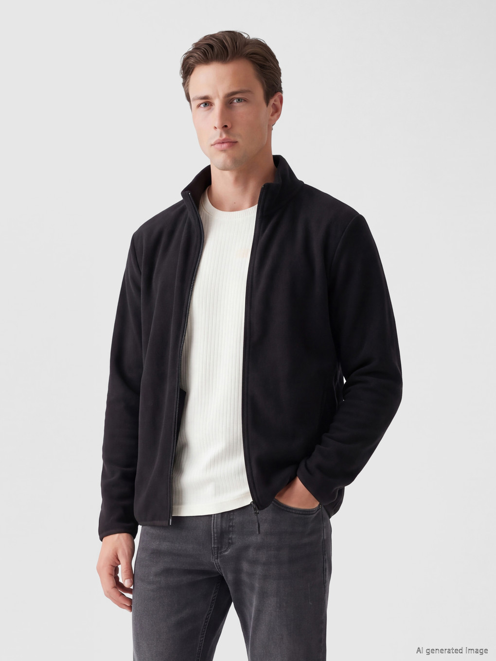  Mock Neck Polar Men's Zip-Up Sweatshirt