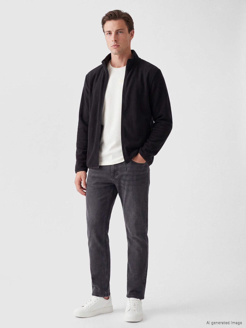 Mock Neck Polar Men's Zip-up Sweatshirt-1