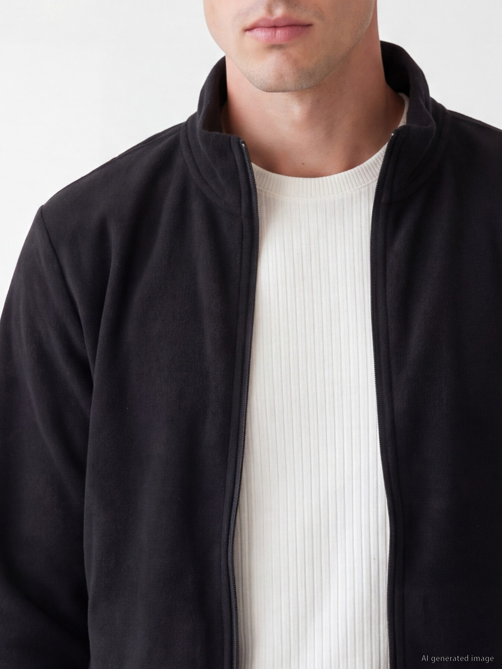 Mock Neck Polar Men's Zip-up Sweatshirt-2