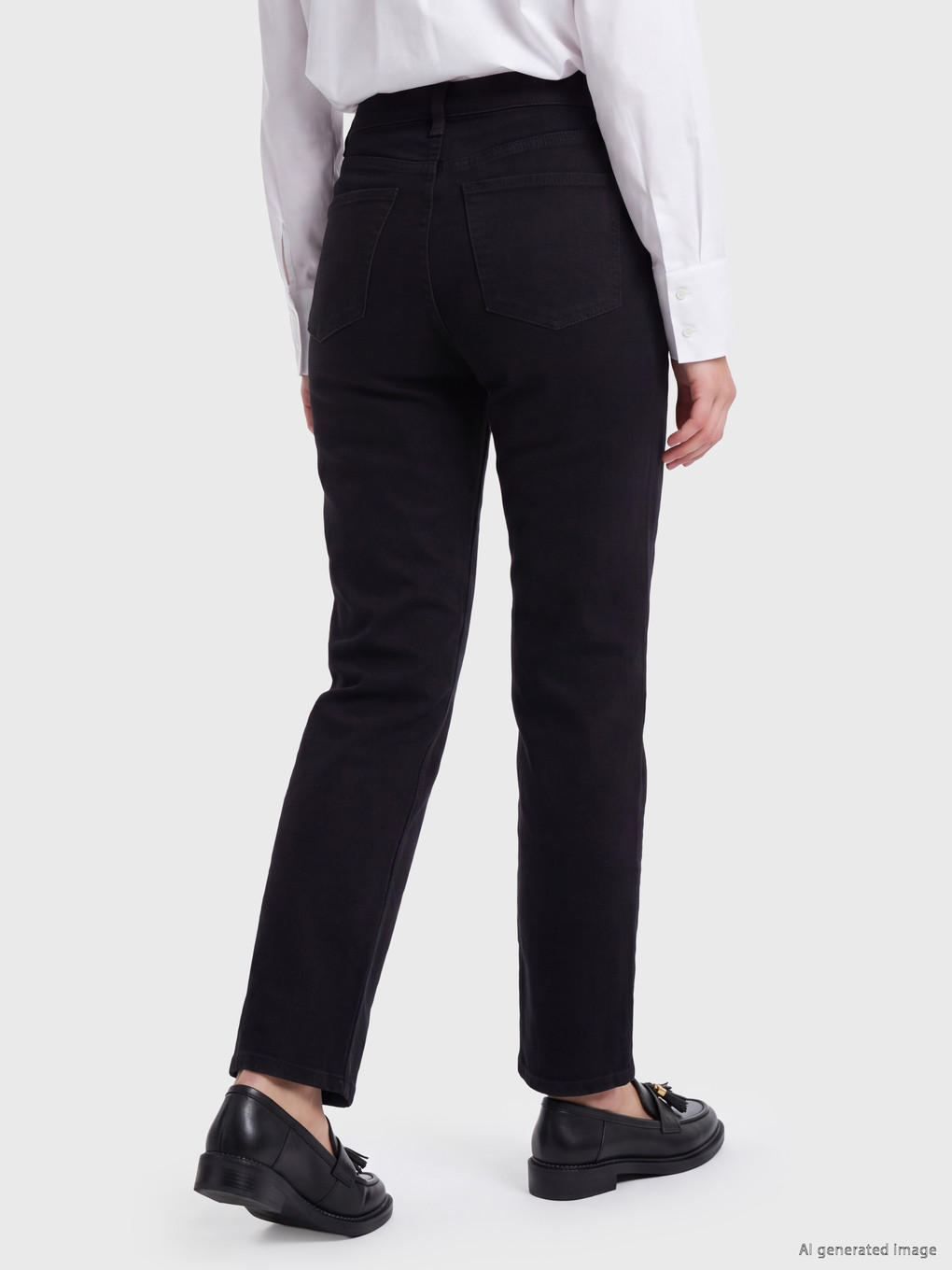 Siyah Yüksek Bel Straight Jean-3