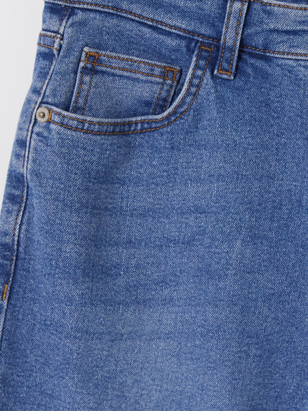 İndigo Yüksek Bel Straight Jean-5