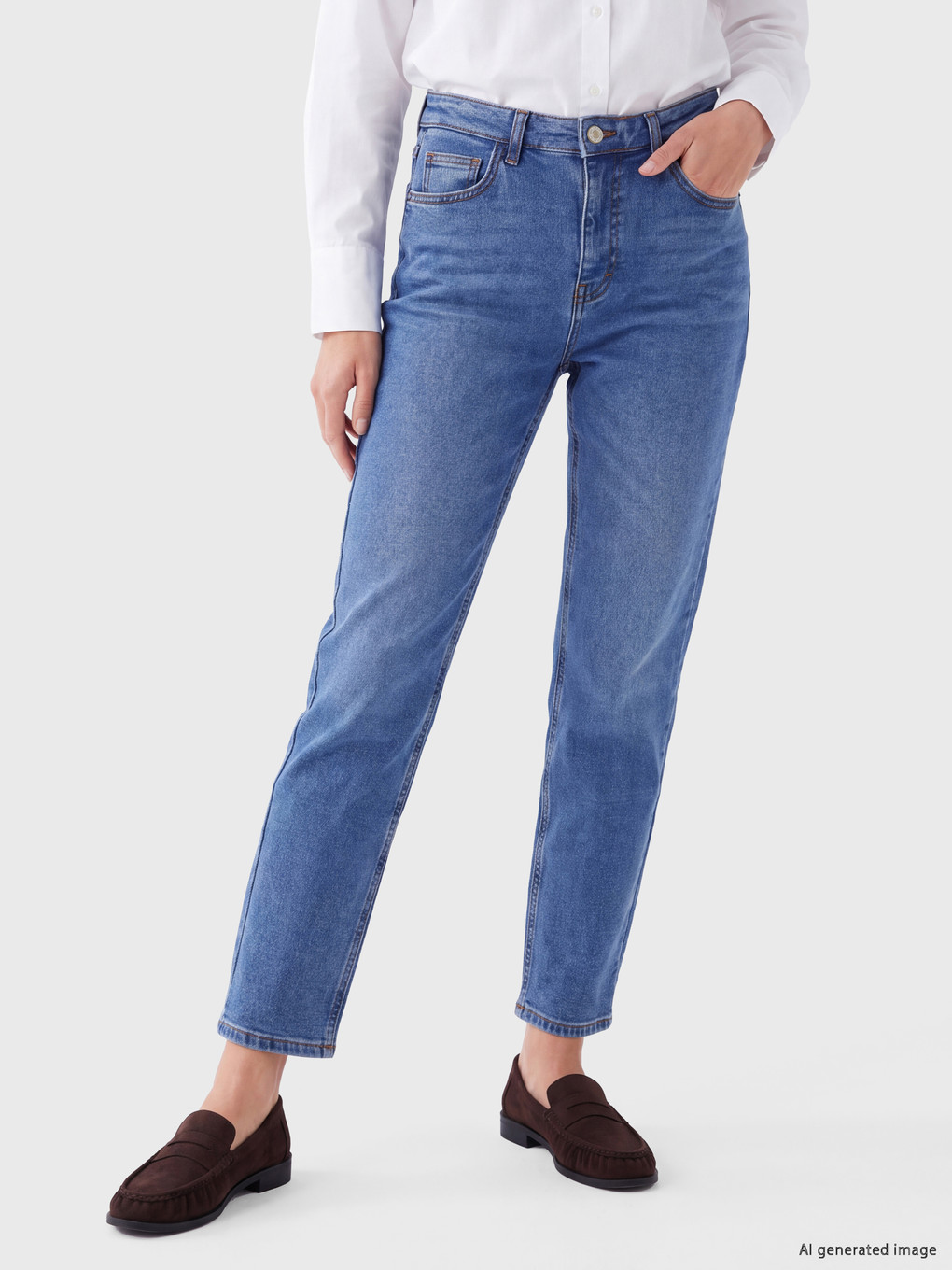 İndigo Yüksek Bel Straight Jean-1