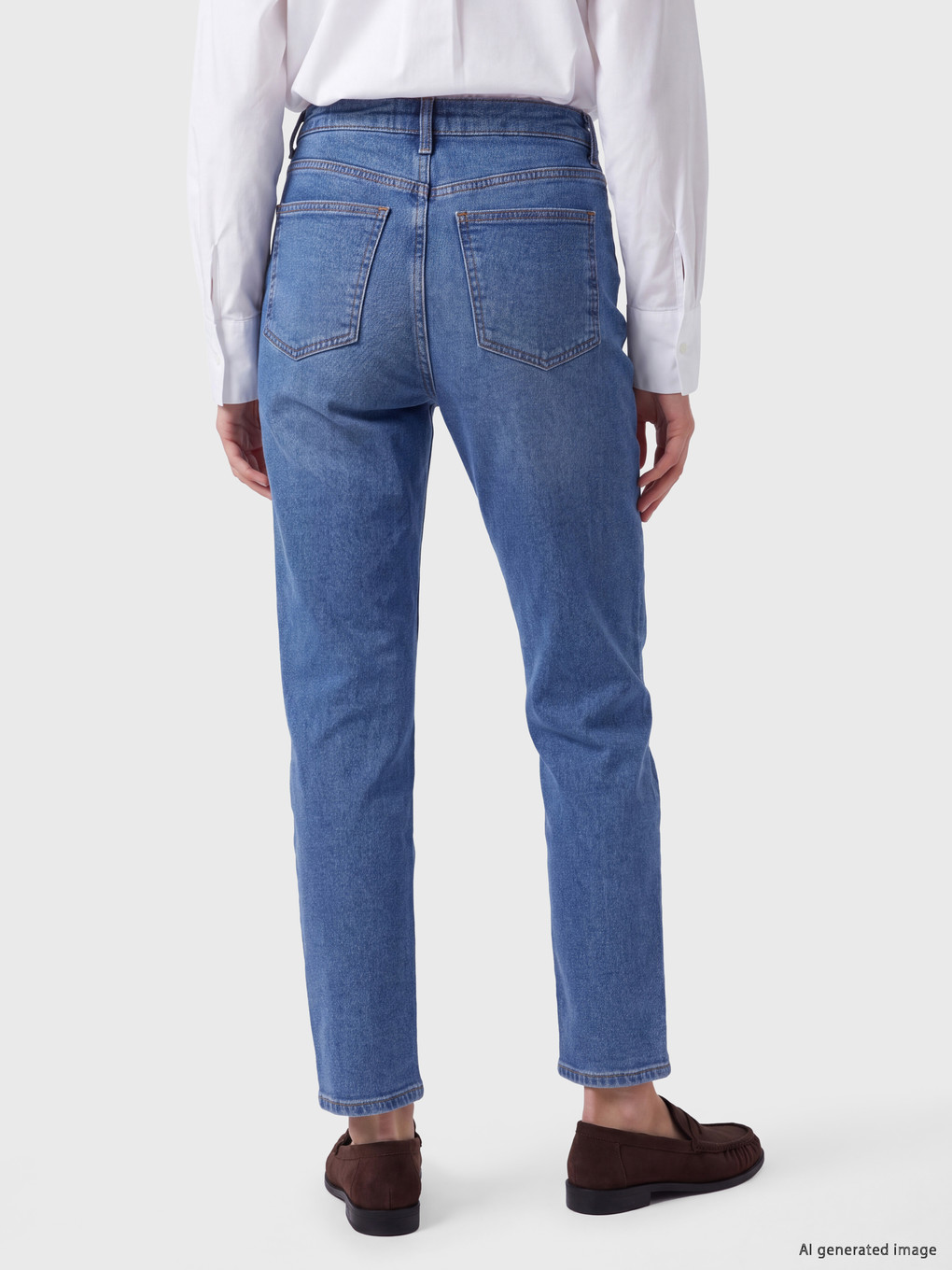 İndigo Yüksek Bel Straight Jean-3
