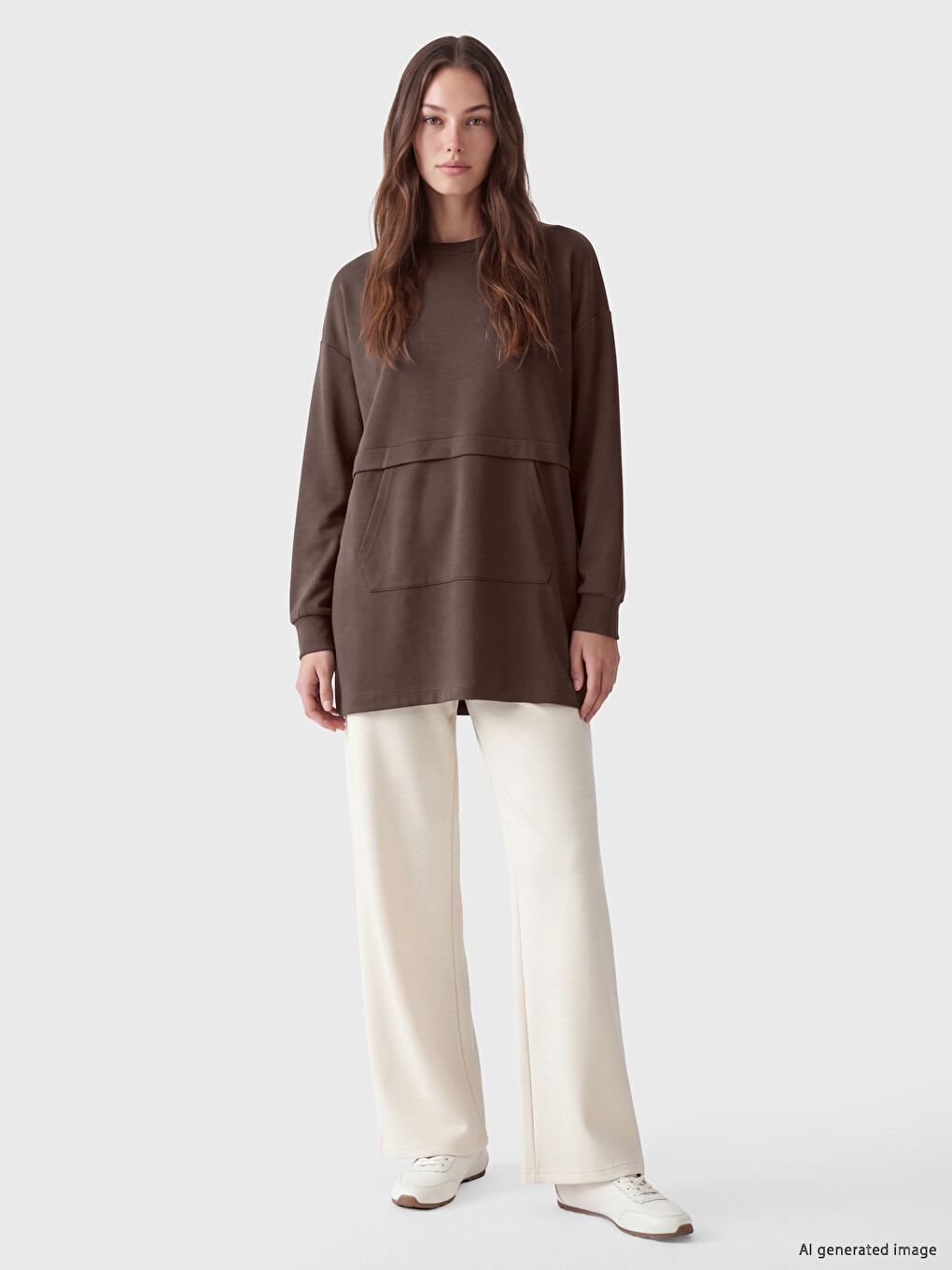 Woman Brown Sweatshirt Tunic-1