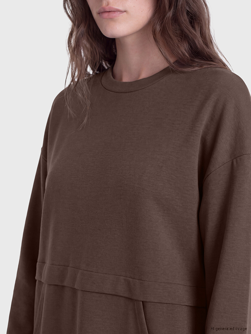 Woman Brown Sweatshirt Tunic-2