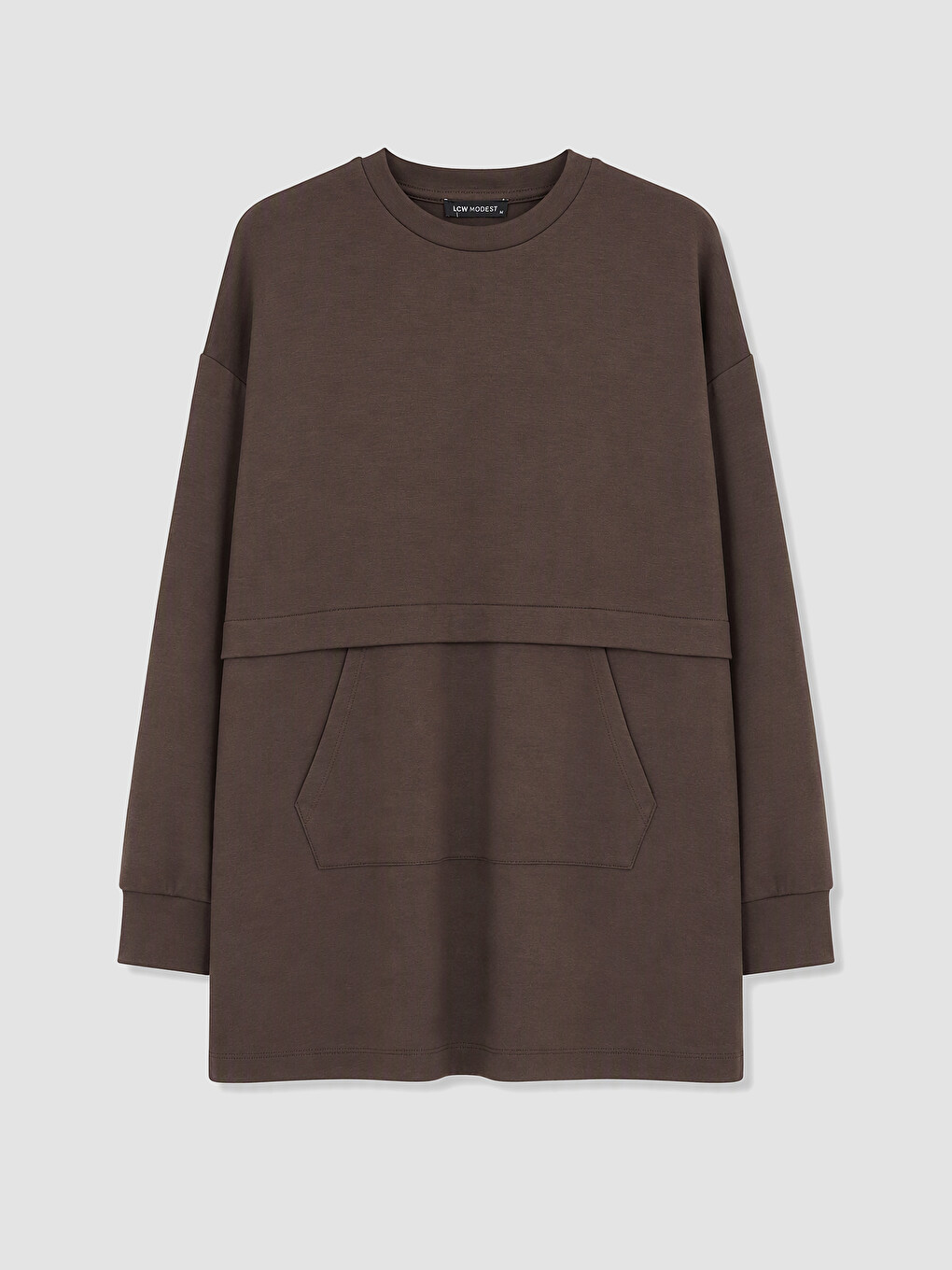 Kahverengi Soft Touch Kadın Sweatshirt Tunik-4