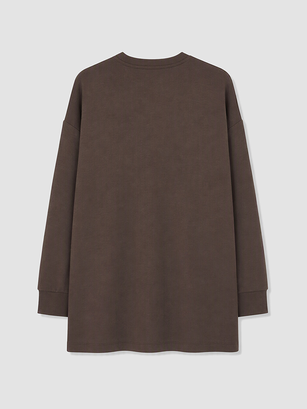 Kahverengi Soft Touch Kadın Sweatshirt Tunik-6