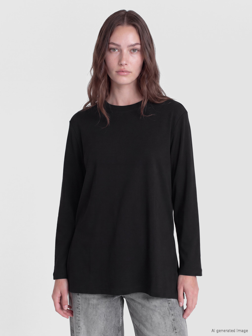 Siyah Soft Touch Oversize Kadın Sweatshirt Tunik