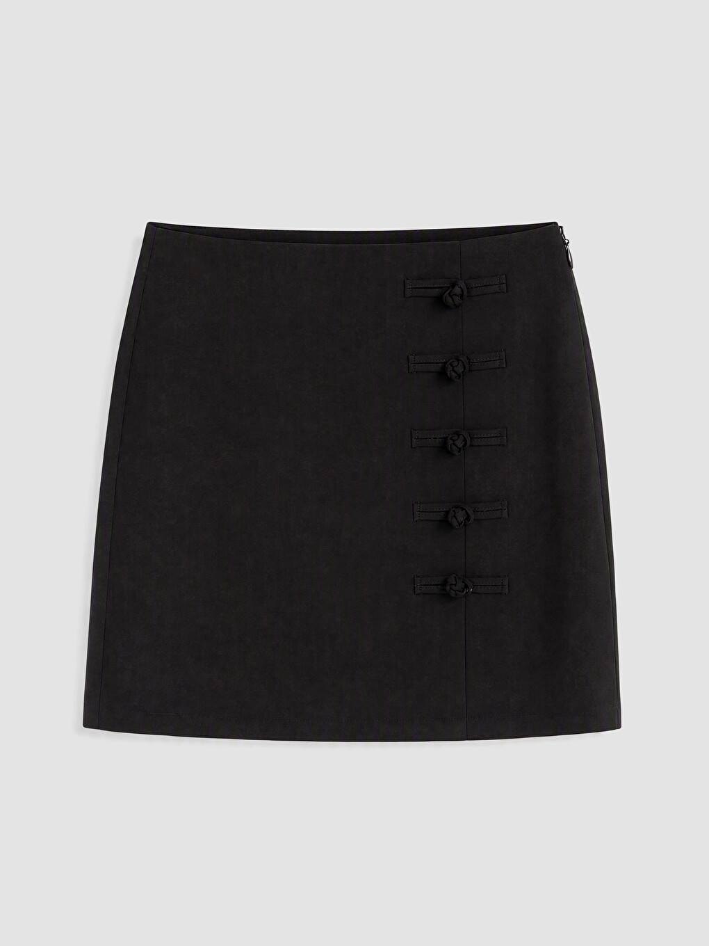 Waist Zippered Decorated Buttoned Mini Skirt-4