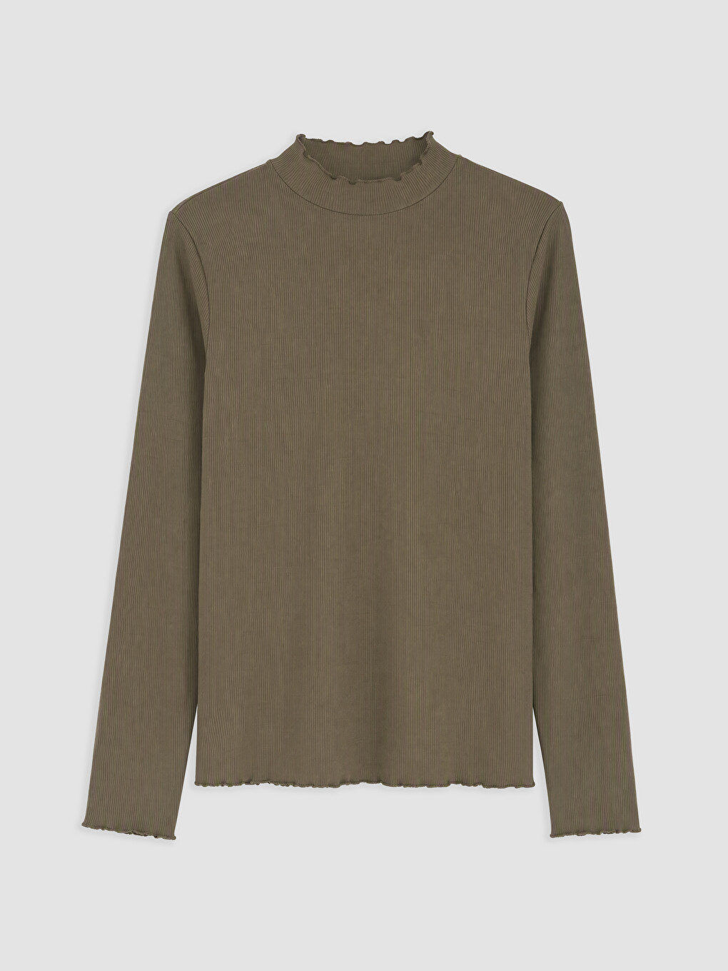 Frilled Mock Neck Women's Ribbed Body