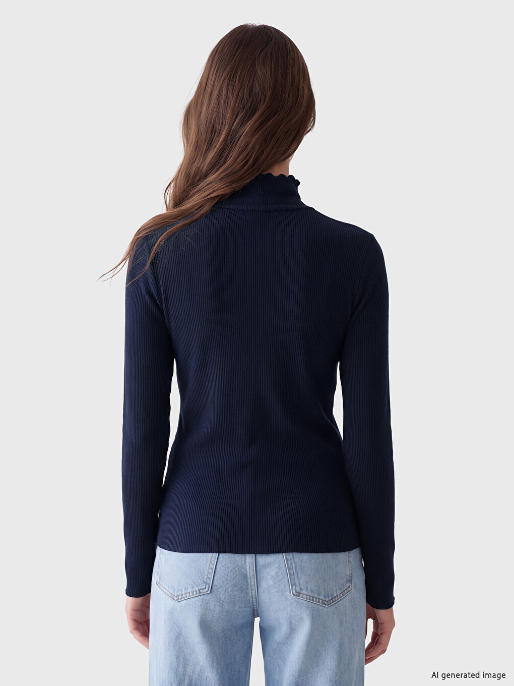 Frilled Mock Neck Women's Body-3