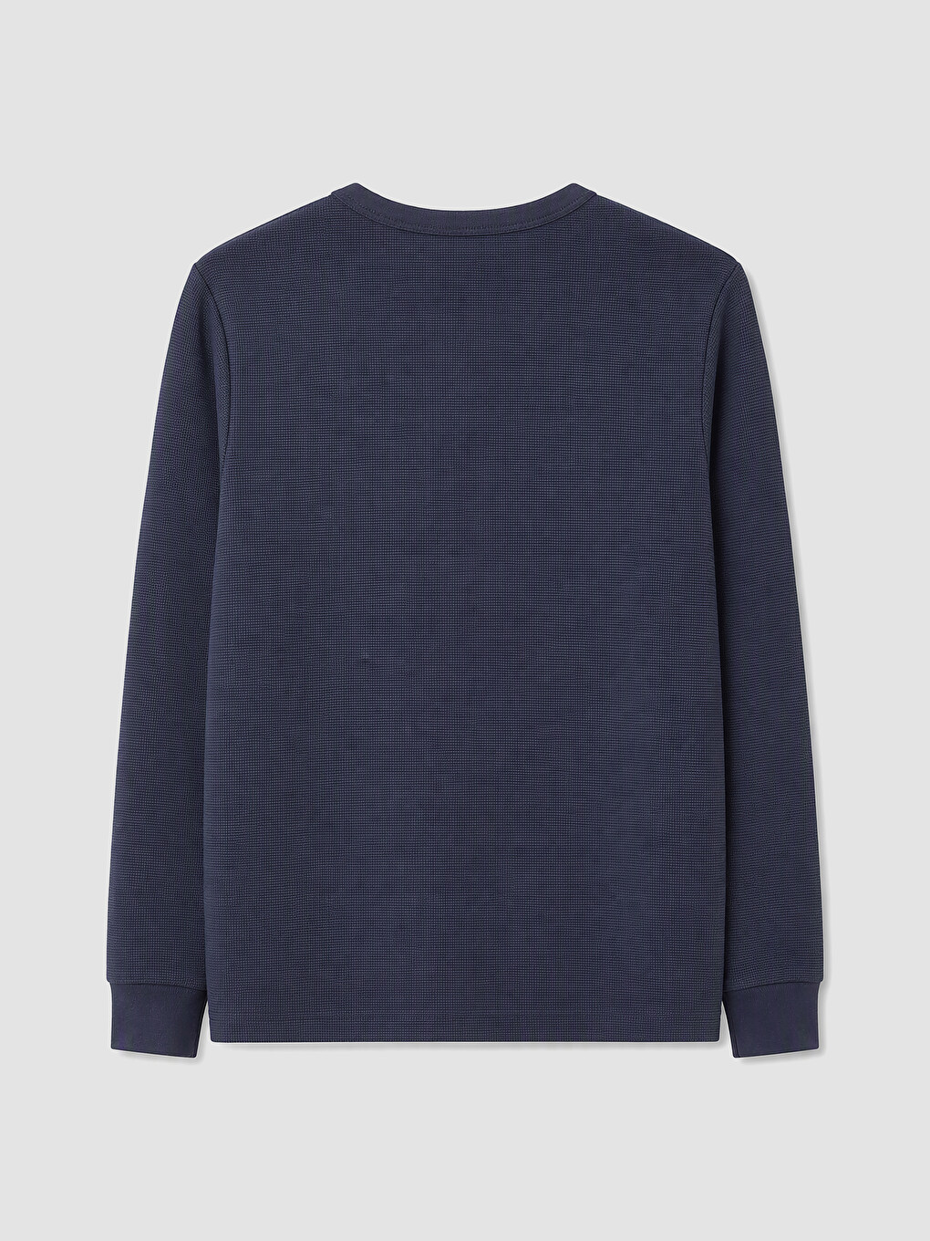 İndigo Henley Yaka Waffle Erkek Tişört-1