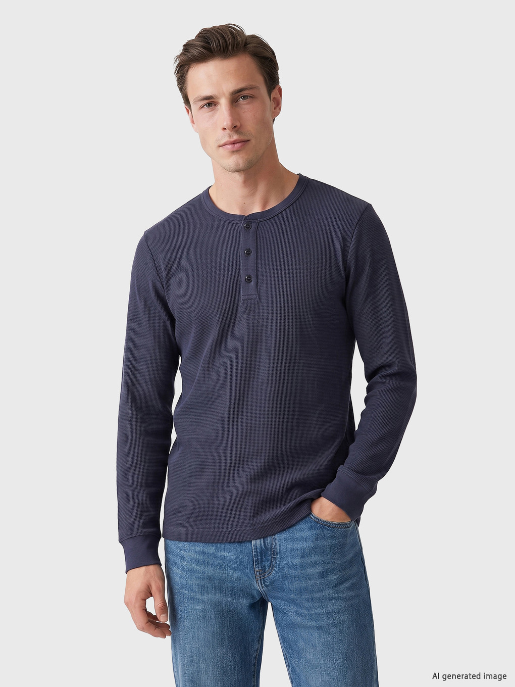 Henley Collar Waffle Men's T-shirt