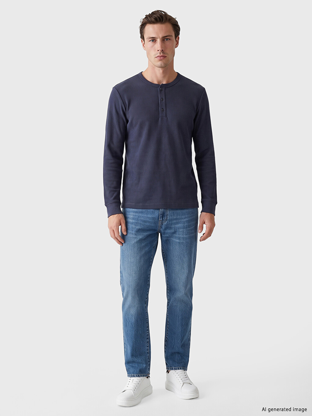 Henley Collar Waffle Men's T-shirt-1
