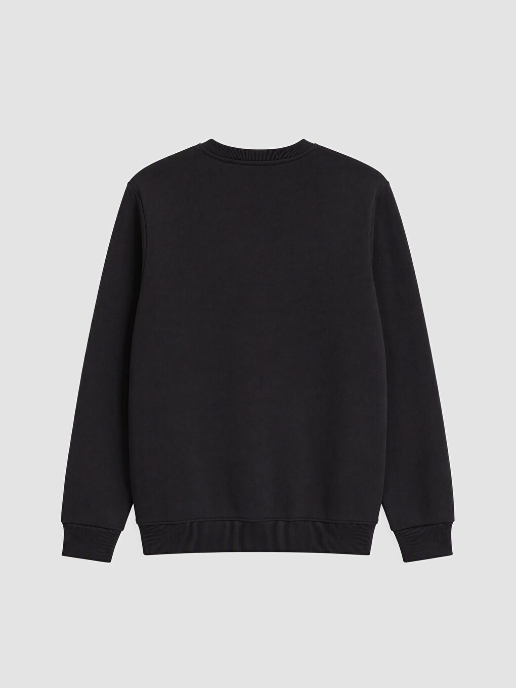 Siyah Bisiklet Yaka Erkek Kalın Sweatshirt-3