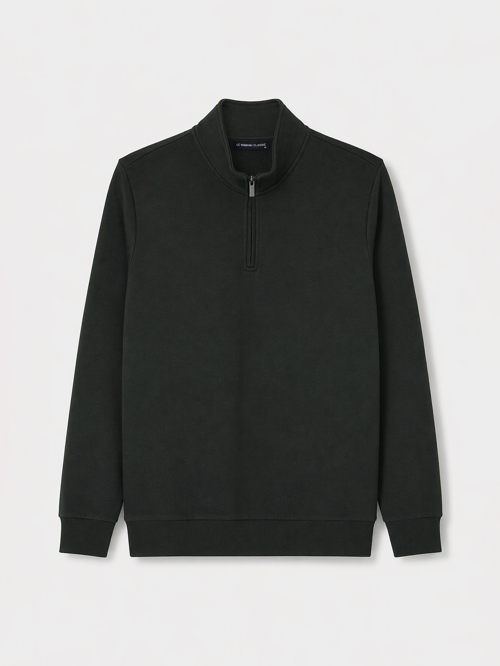 Yeşil Dik Yaka Erkek Kalın Sweatshirt