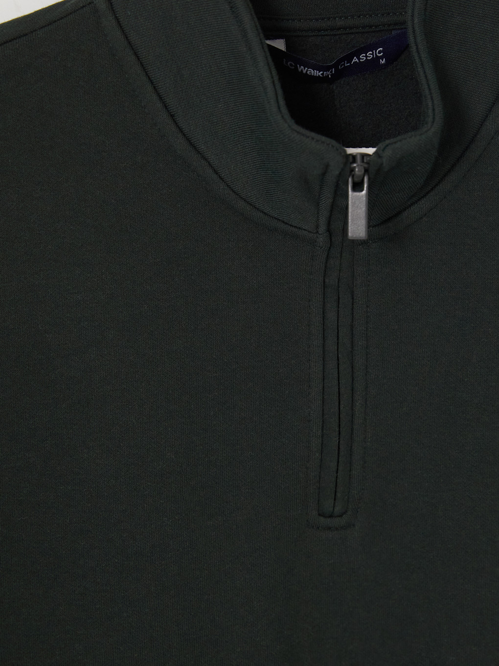 Yeşil Dik Yaka Erkek Kalın Sweatshirt-2
