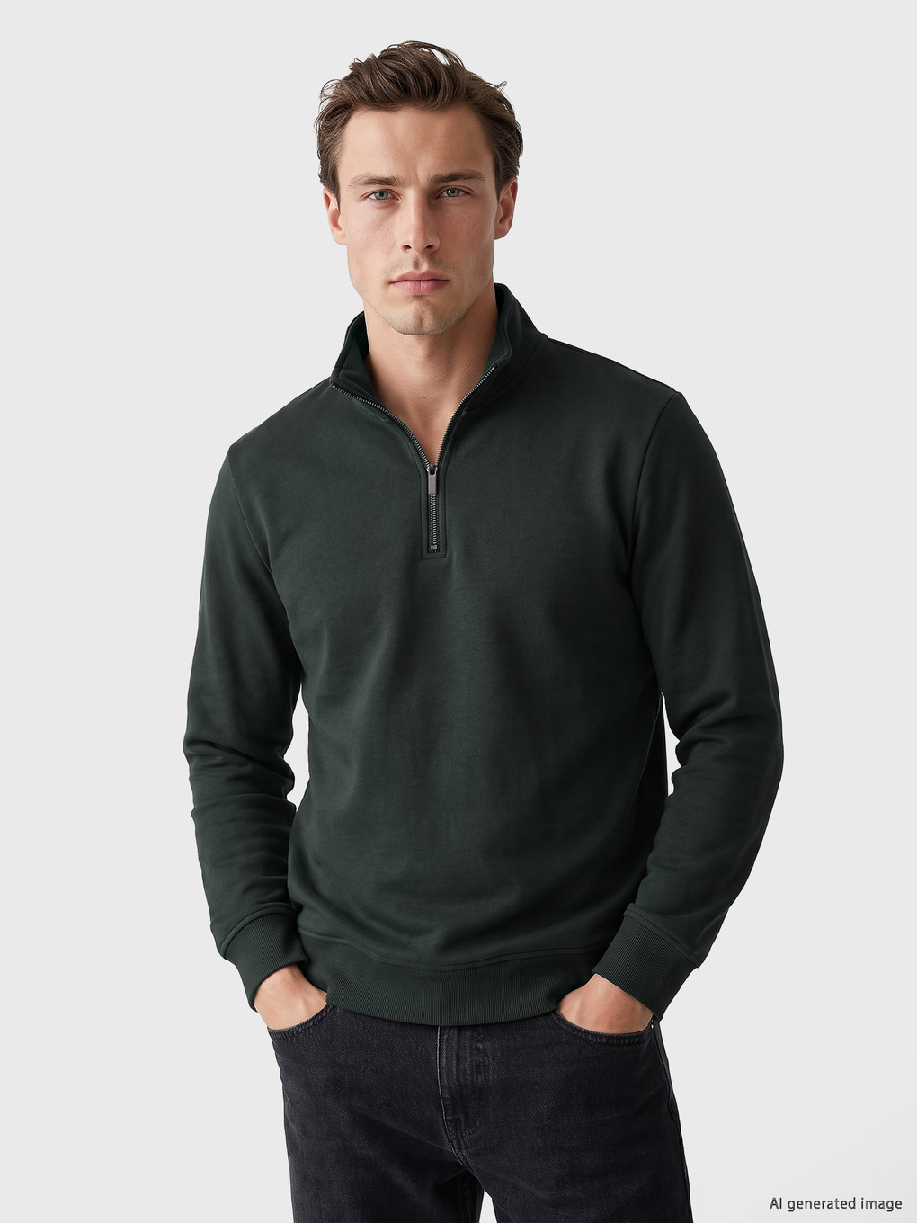 Mock Neck Men's Thick Sweatshirt