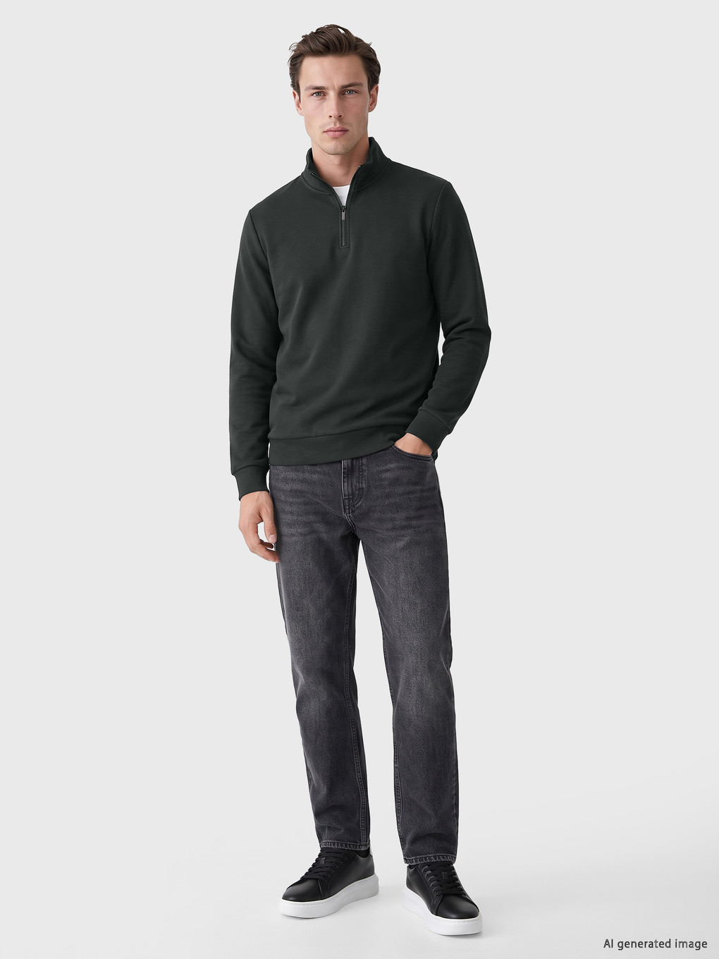 Mock Neck Men's Thick Sweatshirt-1